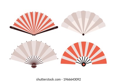 Hand fan Chinese fold clipart icon. Japan held fan vector handfan