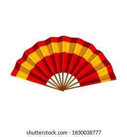 Hand Fan Colored in Red and Yellow as Spain Symbol Vector Illustration