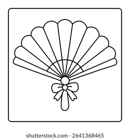 Hand Fan Coloring Page – Elegant Folding Fan with Bow for Kids