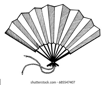 Hand Fan Engraving Vector Illustration Scratch Stock Vector (Royalty ...