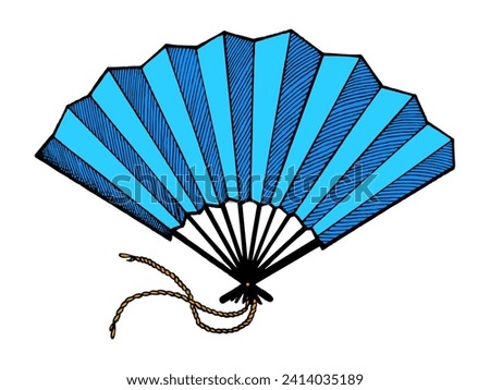 Hand fan engraving vector illustration. Scratch board style imitation. Hand drawn image.