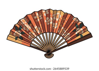Hand fan fold clipart icon. Japan held fan vector handfan	