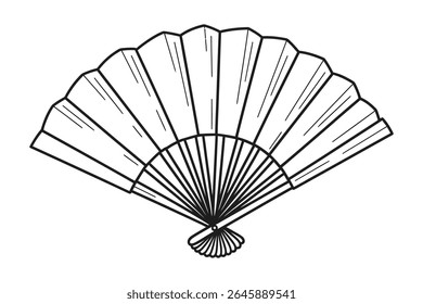Hand fan fold clipart icon. Japan held fan vector handfan	