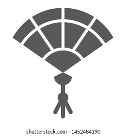 Hand fan glyph icon, japan and asian, sensu accessory sign, vector graphics, a solid pattern on a white background, eps 10.