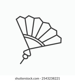 Hand fan icon in black outlined and solid.