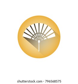 Hand Fan Icon Chinese Paper Souvenir Or Accesory Symbol Vector Illustration