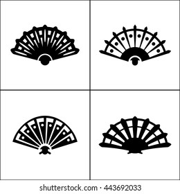 Hand fan icon in four variations