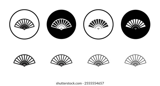 Hand fan icon Line Art Logo set