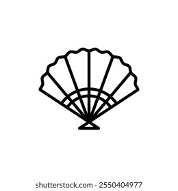 Hand fan icon linear logo isolated