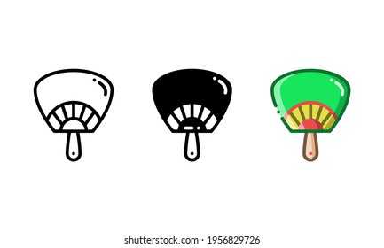 hand fan icon. With outline, glyph, and filled outline styles