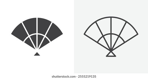 Hand fan icon. outlined vector style.