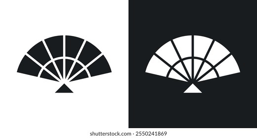 Hand fan icon pack in black color.