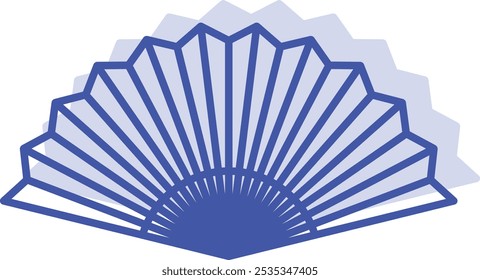 Ícone de ventilador de mão representando elegância, tradição e patrimônio cultural, perfeito para destacar moda, vibrações de verão e elementos decorativos com um design estiloso e artístico.