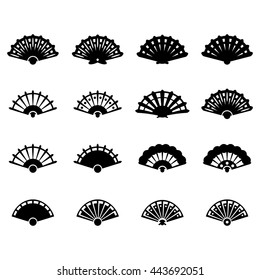 Hand fan icon set