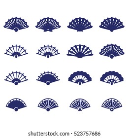 Hand fan icon set. Vector icons set.