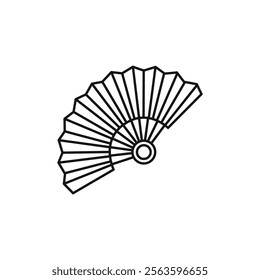 Hand fan icon Simple thin line flat symbol