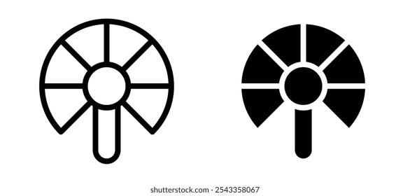 Hand fan icon symbol collection on white background.