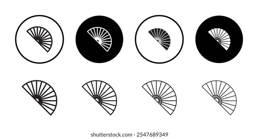 Hand fan icon Thin line flat illustration