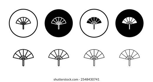 Hand fan icon Thin line illustration set