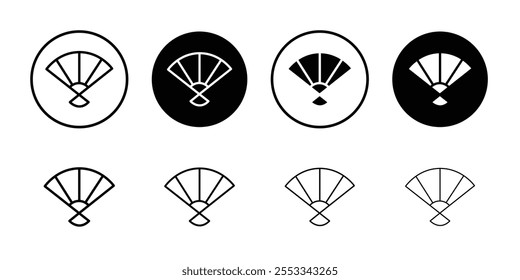 Hand fan icon Thin line vector illustration set