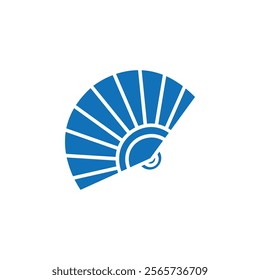 Hand fan icon Thin line illustration set