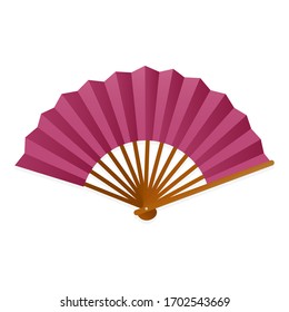 Hand fan icon, traditional decoration and accessory. Handheld fan for cooling. Vector hand fan cartoon illustration isolated on white background