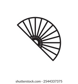 Hand fan icon Vector flat thin line illustration