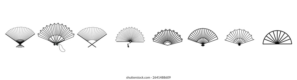 Hand fan icon vector set. Fan illustration sign collection. Hot symbol or logo.