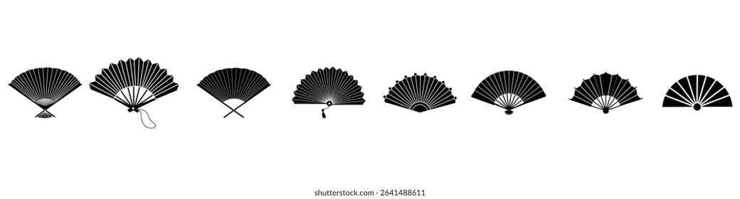 Hand fan icon vector set. Fan illustration sign collection. Hot symbol or logo.