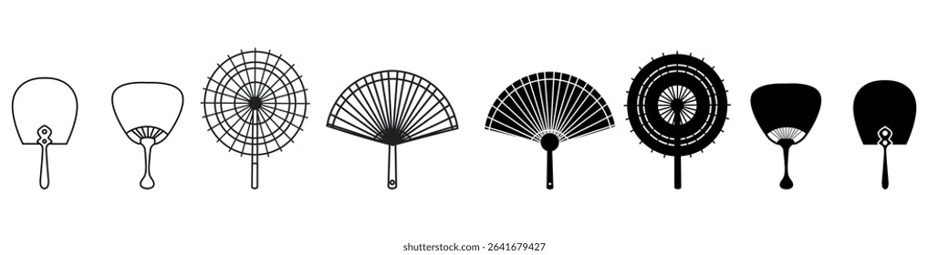Hand fan icon vector set. Fan illustration sign collection. Hot symbol or logo.