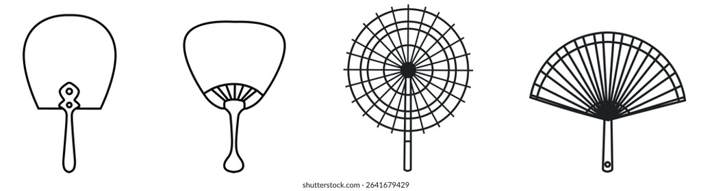 Hand fan icon vector set. Fan illustration sign collection. Hot symbol or logo.