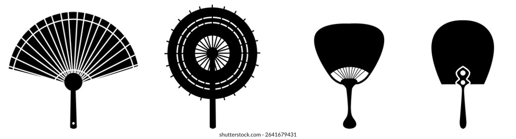Hand fan icon vector set. Fan illustration sign collection. Hot symbol or logo.