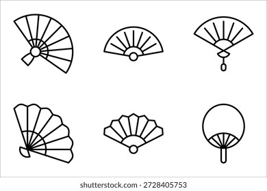 Conjunto de Vector de icono de ventilador de mano. Colección de la muestra del ventilador de la mano. Ilustración vectorial sobre fondo blanco