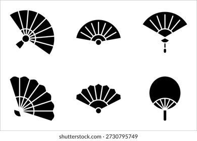 Conjunto de Vector de icono de ventilador de mano. Colección de señal de ventilador de mano. Ilustración vectorial sobre fondo blanco