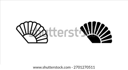 Hand fan icons vectors set in solid style.
