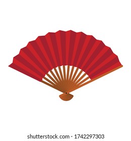 Hand fan isolated on white background, Chinese folding fan, Traditional Asian paper geisha fan icon. Vector illustration