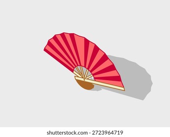 Ilustração de vetor isométrico com ventilador manual com sombra