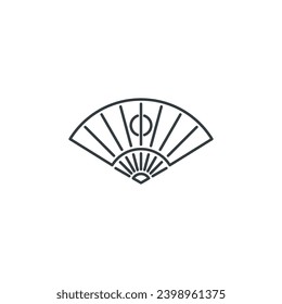Hand, fan, japan, culture, country, civilization icon, vector illustration
