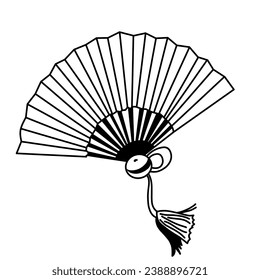 Hand fan line icon on white background
