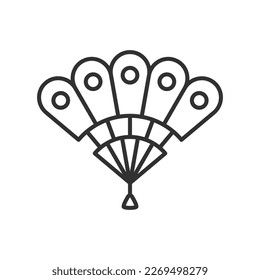 Hand fan, linear icon. Line with editable stroke