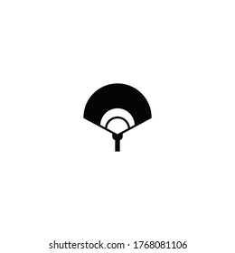 hand fan logo icon design with simple line art style