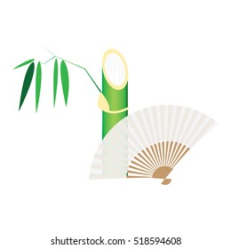 hand fan made of bamboo, vector design.