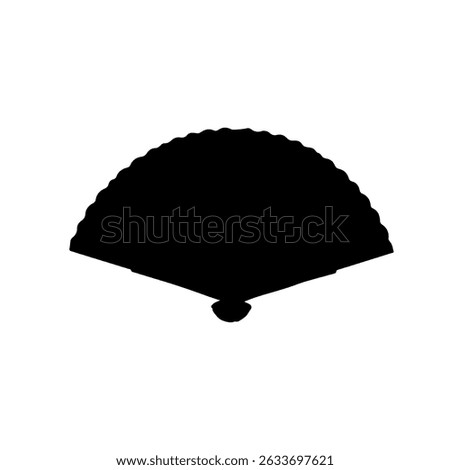Hand Fan Mockup silhouette vector flat illustration design.