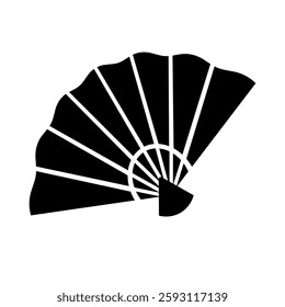 Hand fan silhouette icon. Vector.