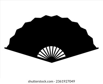 Hand fan silhouette vector art white background