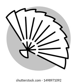 hand fan thin line vector icon