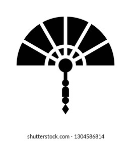 Hand fan vector, Chinese lunar new year line design icon