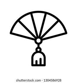 Hand fan vector, Chinese lunar new year line design icon