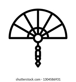 Hand fan vector, Chinese lunar new year line design icon