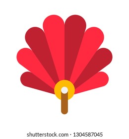 Hand fan vector, Chinese lunar new year flat design icon